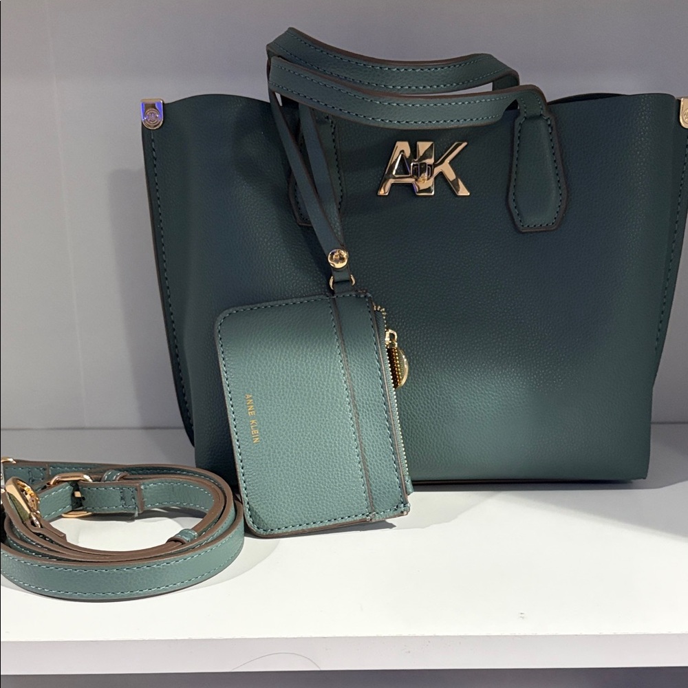 Anne Klein Teal Bag Set with Wallet